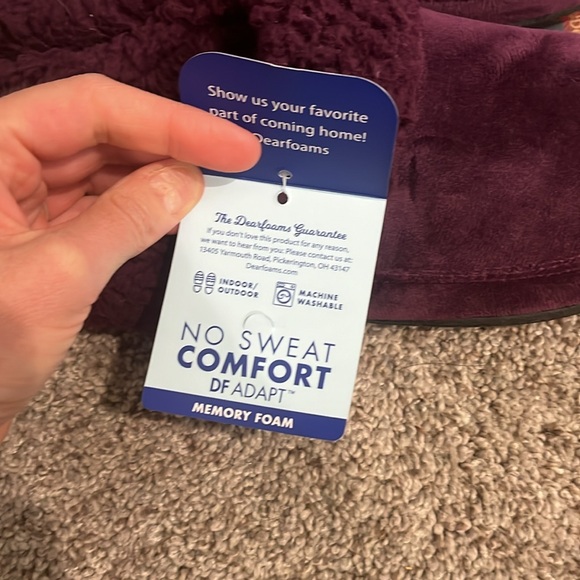 Dearfoams Solid Purple Memory Foam Slippers - Women’s Size Large 9-10 - Picture 6 of 6